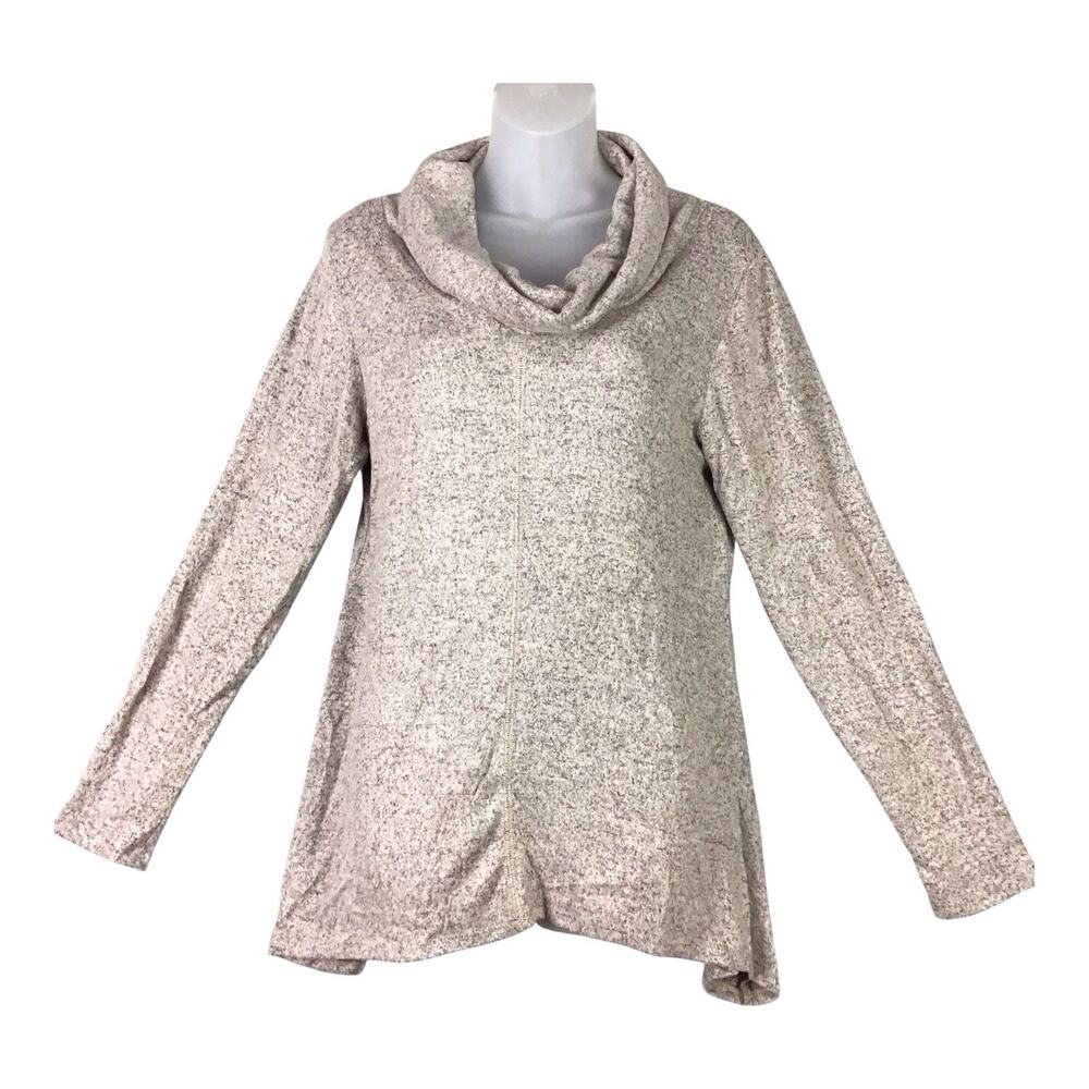 Forgotten Grace Women’s Gray Cream Speckled Cowl Neck Sweater Size S NWOT